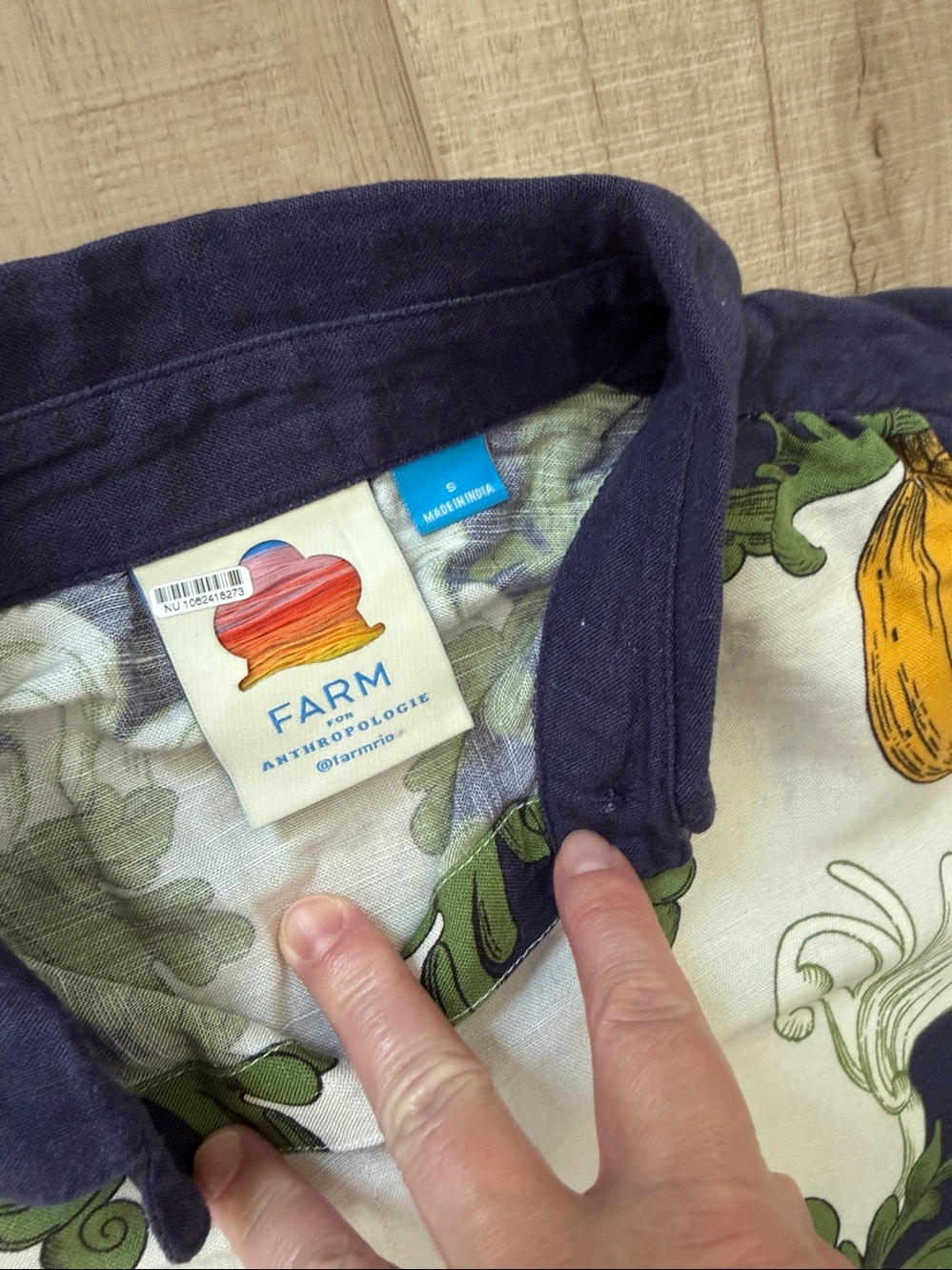 Farm Rio x Anthropologie Puff-Sleeve Printed Buttondown Blouse -SMALL - Picture 5 of 11